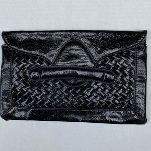 UE Black Vegan Patent Leather Clutch